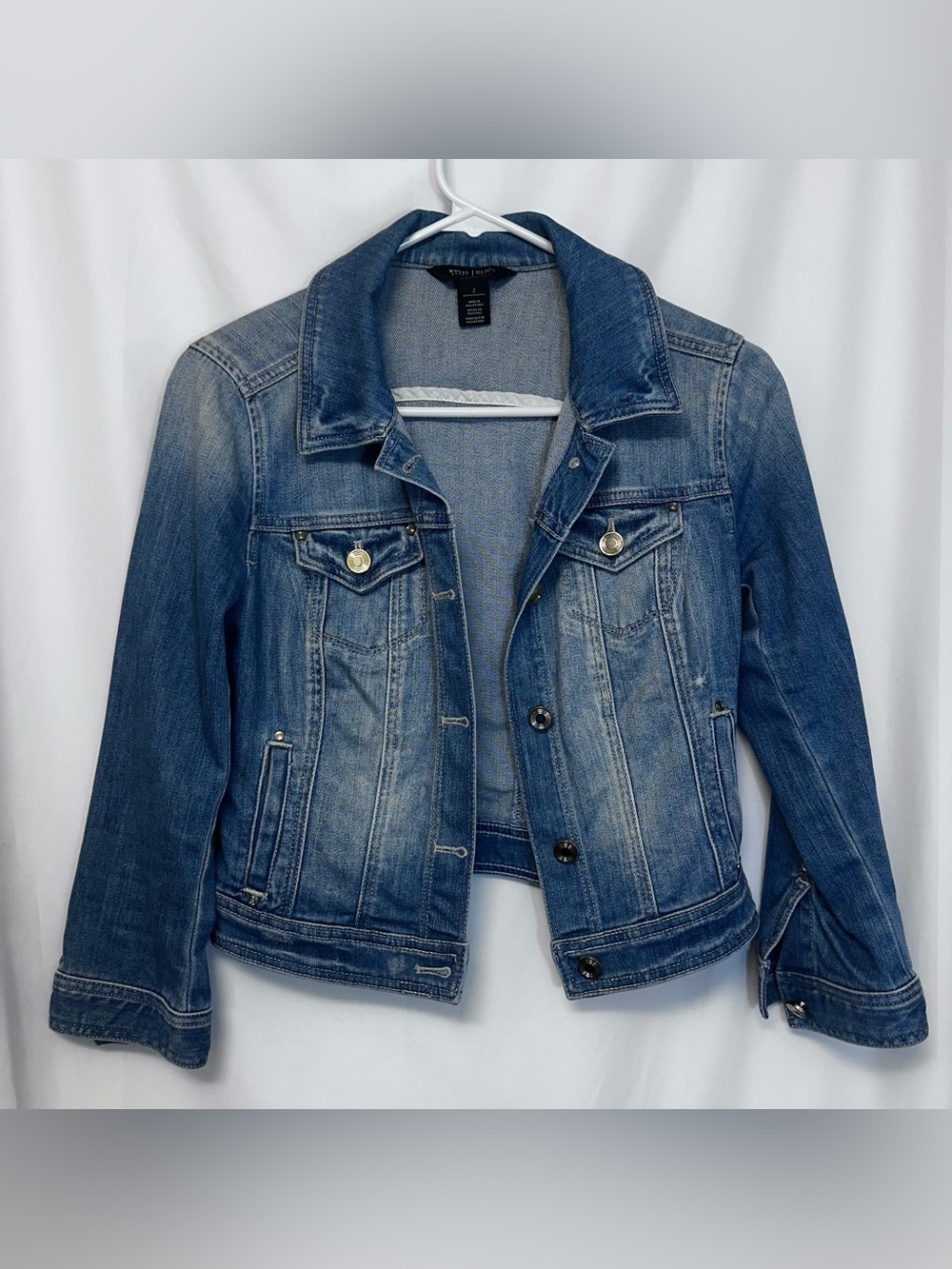 White House Black Market Cropped Denim Jacket Women’s Size 2
